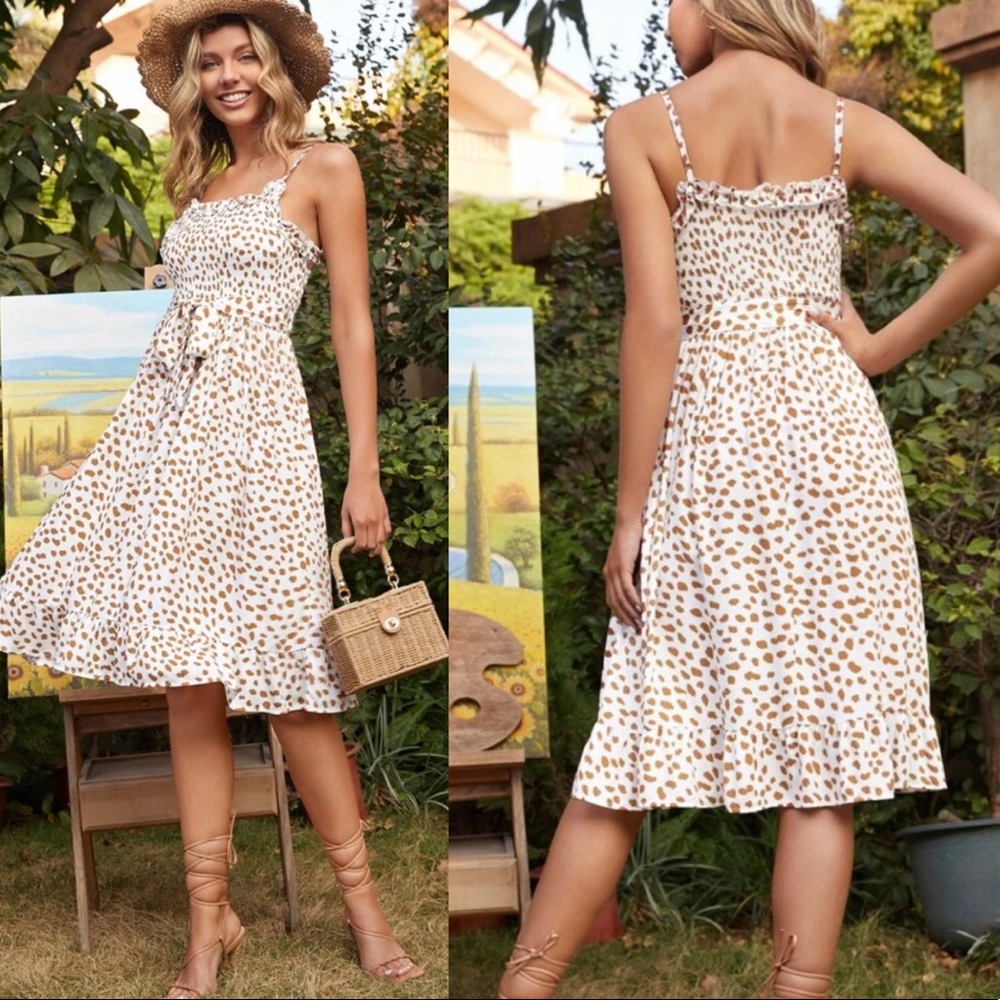 Dot belted cami dress - Picture 2 of 3